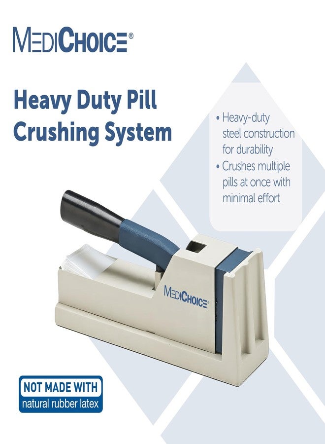 MediChoice Hand Operated Heavy-Duty Pill Crusher System Crushes Multiple Tablets at Once Compounding Medications Children Elderly Pets PLC5000 +50 Pill Pouches - Image 2