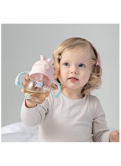 Excefore Baby Bottles Sippy Cup with Flashing Lights 260ML Kids Water Bottle Toddler Cups Weighted Straw Cups Spill Proof Leak-Proof Cups with Removable Handles for Toddlers Fun Gifts for Boys (Pink)  - Image 2