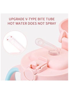 Excefore Baby Bottles Sippy Cup with Flashing Lights 260ML Kids Water Bottle Toddler Cups Weighted Straw Cups Spill Proof Leak-Proof Cups with Removable Handles for Toddlers Fun Gifts for Boys (Pink)  - Image 4