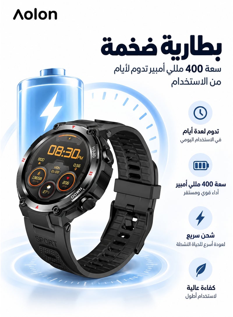 Aolon Tetra R2 Military Grade Smartwatch for Men and Women, Sport and Fitness Smart Watch for Daily Activity Tracking, Life Waterproof Design for Everyday Use, Multi Language Watch Interface and Smart Phone App Support, Durable Sports Design for Everyday and Fitness Activities - Image 3