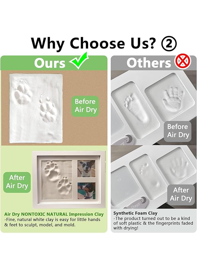 erorex Footprint And Handprint Clay Kit Baby Photo Frame Kit For Newborn Baby Girls And Boys Baby Shower Gifts Baby Registry New Parents Gift Perfect Baby Memory And Nursery Room Decoration White - Image 2