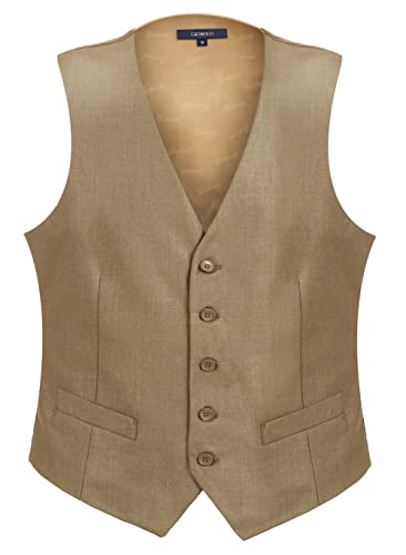 Gioberti Men's Formal Suit Vest Fit for Business or Casual Dress, Khaki, 2X-Large - Image 1