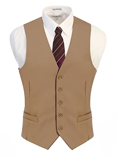 Gioberti Men's Formal Suit Vest Fit for Business or Casual Dress, Khaki, 2X-Large - Image 2