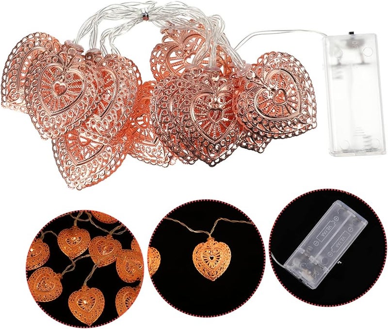 أضواء السلسلة الحديدية القلبية LED دافئة ديكور رجعي تعمل بالبطارية لحفلات المنزل والبار - Image 3