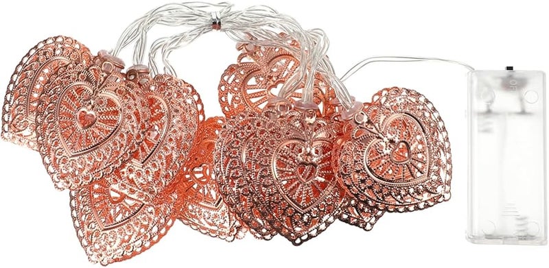 أضواء السلسلة الحديدية القلبية LED دافئة ديكور رجعي تعمل بالبطارية لحفلات المنزل والبار - Image 2