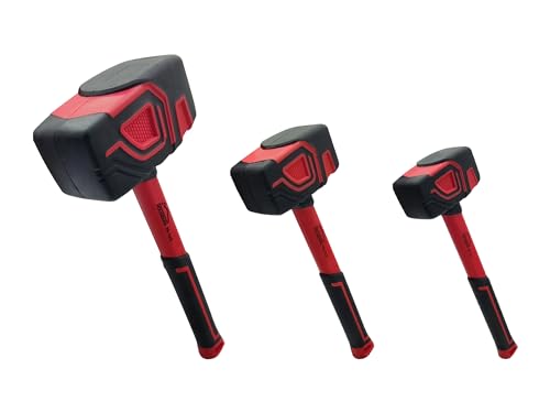 HOUSERAN 3Piece Rubber Mallet Set 10oz 20oz 36oz Heavy Duty Hammers with Soft Rubber Handles for Flooring Soft Blow Tasks - Image 1