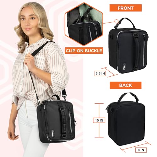 opux Insulated Lunch Box for Men Women Adult, Compact Lunch Bag for Kids Boy Girl Teen, Soft Lunch Cooler Bag for Work School, Leakproof Lunchbox Lunch Pail with Clip-on Buckle, Black - Image 2