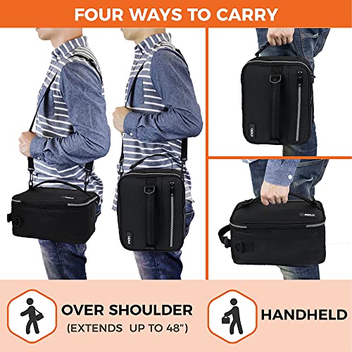 opux Insulated Lunch Box for Men Women Adult, Compact Lunch Bag for Kids Boy Girl Teen, Soft Lunch Cooler Bag for Work School, Leakproof Lunchbox Lunch Pail with Clip-on Buckle, Black - Image 4