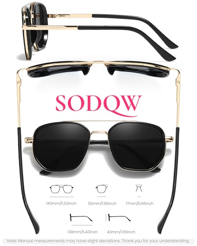 SODQW Tangle Free Aviator Sunglasses for Women Men Square Frame Sun Glasses for Driving & Traveling UV Protection - Image 5