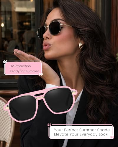 SODQW Tangle Free Aviator Sunglasses for Women Men Square Frame Sun Glasses for Driving & Traveling UV Protection - Image 3