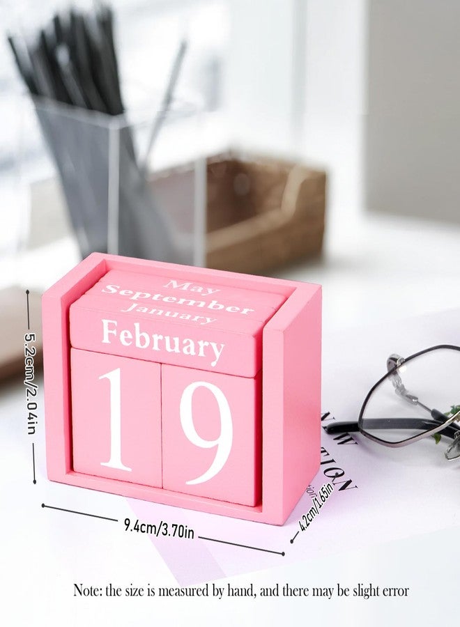 Notakia Pink Decor Wooden Desk Blocks Calendar Perpetual Block Cute Office Pink Desk Accessories Preppy Room Decor for Women - Image 2