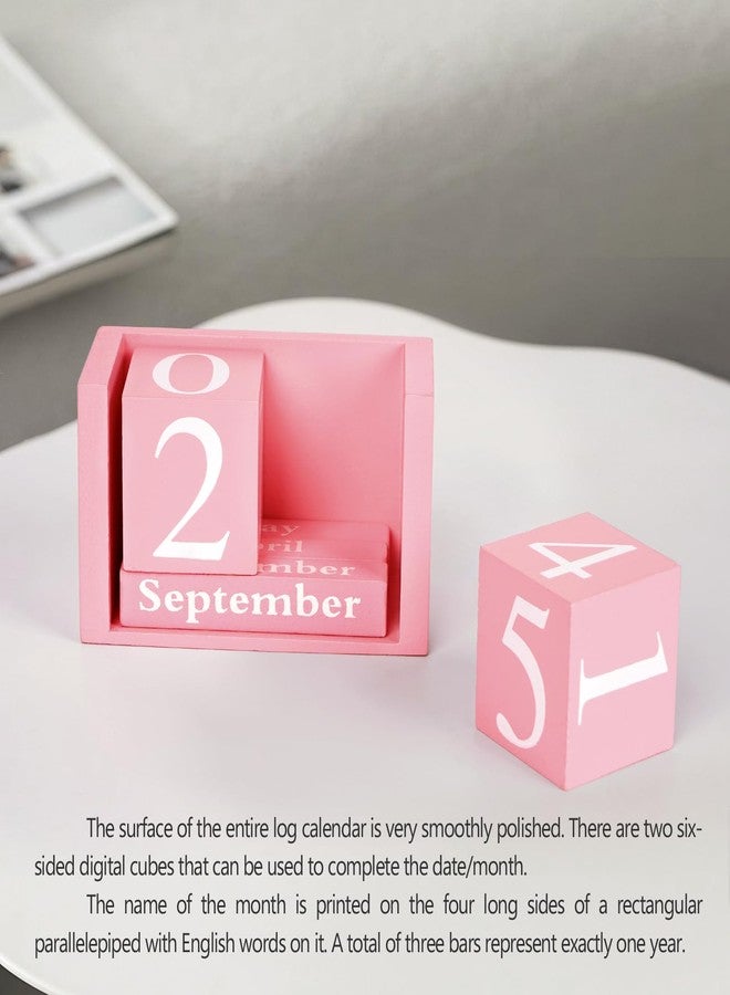 Notakia Pink Decor Wooden Desk Blocks Calendar Perpetual Block Cute Office Pink Desk Accessories Preppy Room Decor for Women - Image 3