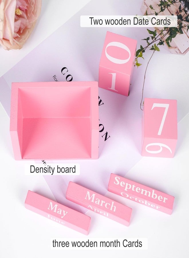 Notakia Pink Decor Wooden Desk Blocks Calendar Perpetual Block Cute Office Pink Desk Accessories Preppy Room Decor for Women - Image 5