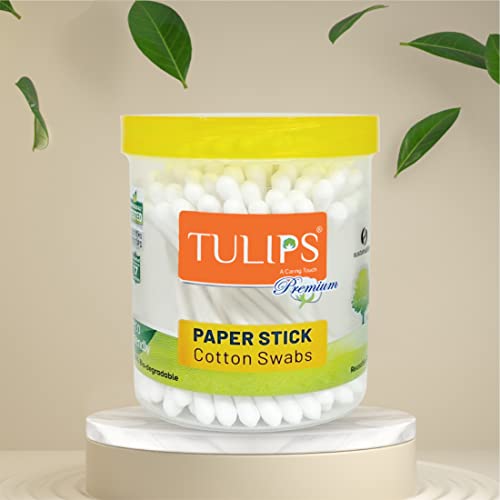 Tulips Premium Paper Stick Cotton Ear Buds (Pack Of 4) Pure & Soft Cotton, 100 Sticks/ 200 Tips Each Pack - White - Image 2