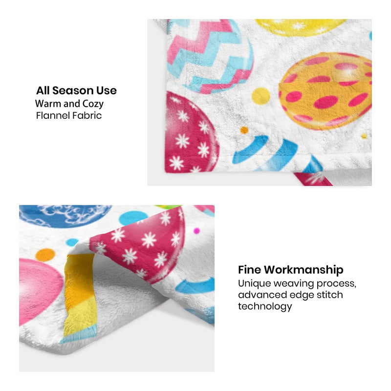 Abaysto Flannel Throw Blanket Happy Easter Colorful Eggs Cozy&Soft Plush Blankets for Bed Couch Living Room Sofa Chair, Easter Eggs Gifts for Kids Adults 40"x50" - Image 5