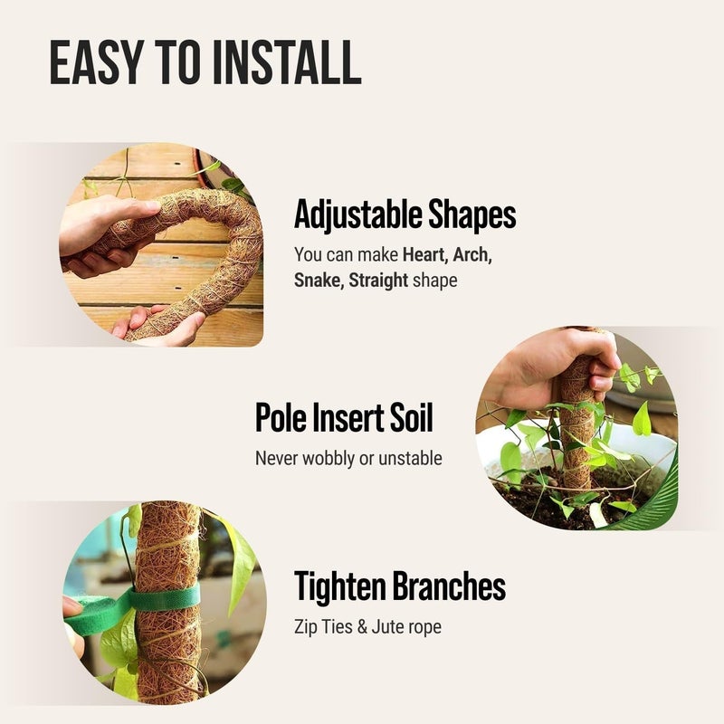 Craft911 Moss Pole Monstera Plant Support â€“ 48â€ Bendable Moss Pole Monstera Plant Support, Plant Stakes for Indoor Plants, Tall Plant Sticks Support for Climbing Plants - Image 2
