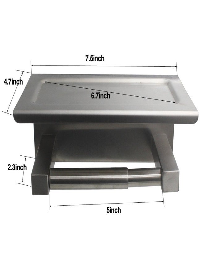 XVL Toilet Paper Holder with Mobile Phone Storage Shelf and Spring Roller Brushed SUS304 Stainless Steel G325A - Image 3