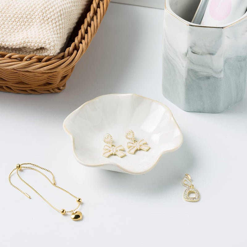 BEUNAIZER Jewelry Dish Tray, Ring Dish, Ceramic Trinket Tray, Key Bowl, Decorative Plate, for Friends Sisters Daughter Mother (Milky White) - Image 5