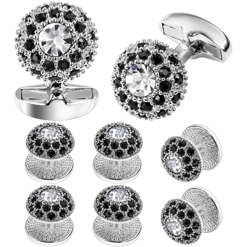 HAWSON Fancy Crystal Tuxedo Studs and Cufflinks for Men,Men's Tuxedo Shirt Accessories on Wedding Anniversary Formal Party Chrismas. - Image 1
