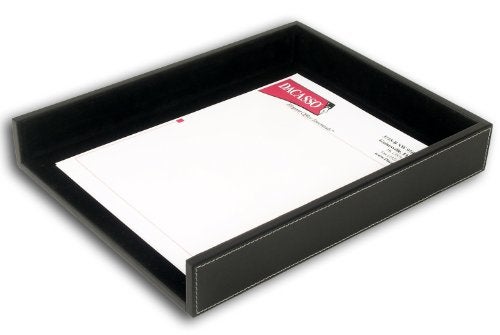 Dacasso Rustic Black Leather Letter Tray - Image 2