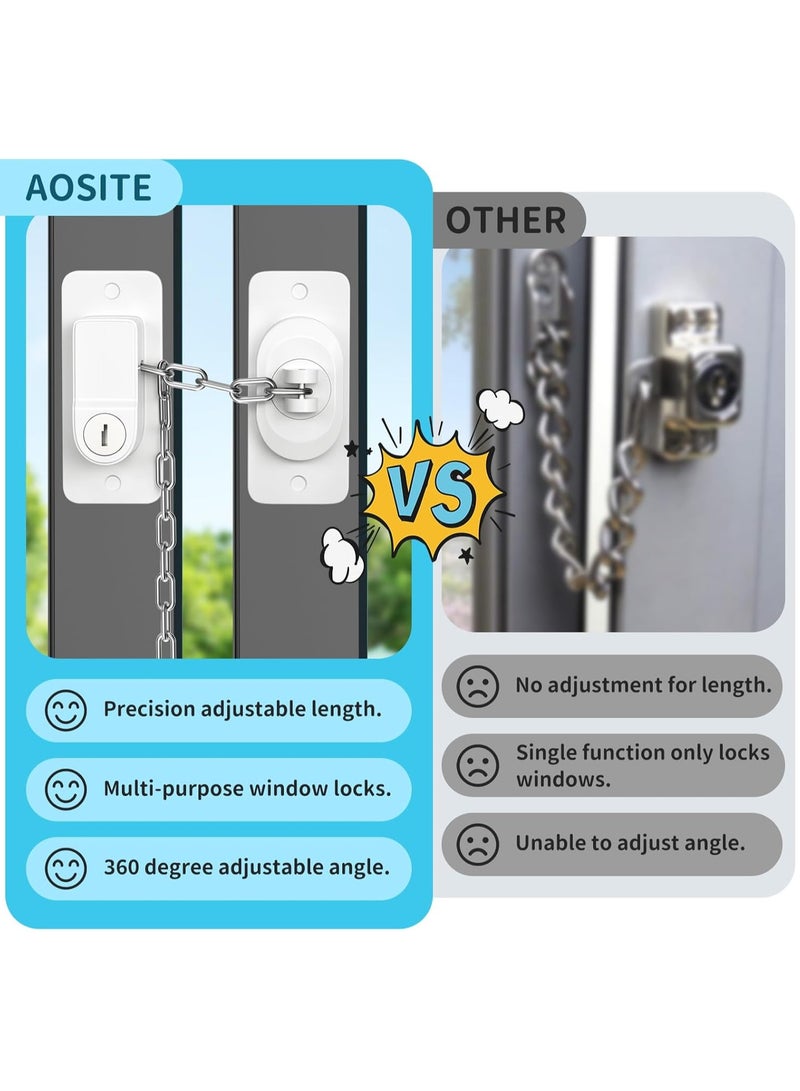 RATSAW Window Locks 2 Packs Window Restrictors Safety for UPVC  Adjustable Window Locks Child Safety with Keys Self Adhesive Window Safety Locks No Drilling for Child Pets Security - Image 3