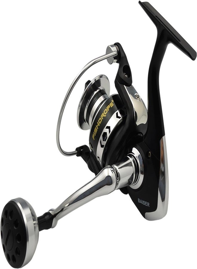 Fishdrops Fishing Reels Spinning, Lightweight Spinning Reel, 15.5 LBs Max Drag, 5.1:1/5.5:1 High Speed Ultra Smooth Powerful with CNC Aluminum Spool Spinning Reels Freshwater(Black/Gold) - Image 1
