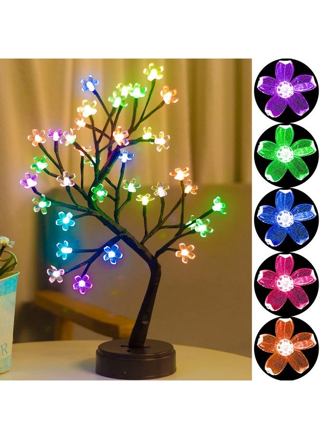 Pooqla Pooqla RGB Cherry Blossom Tree Light with Remote 16 Color-Changing LED Artificial Flower Bonsai Tree, Pink Table Top Lamp Home Lit Tree Valentine's Day Christmas Decoration 36 LED, Brown Branch  - Image 5