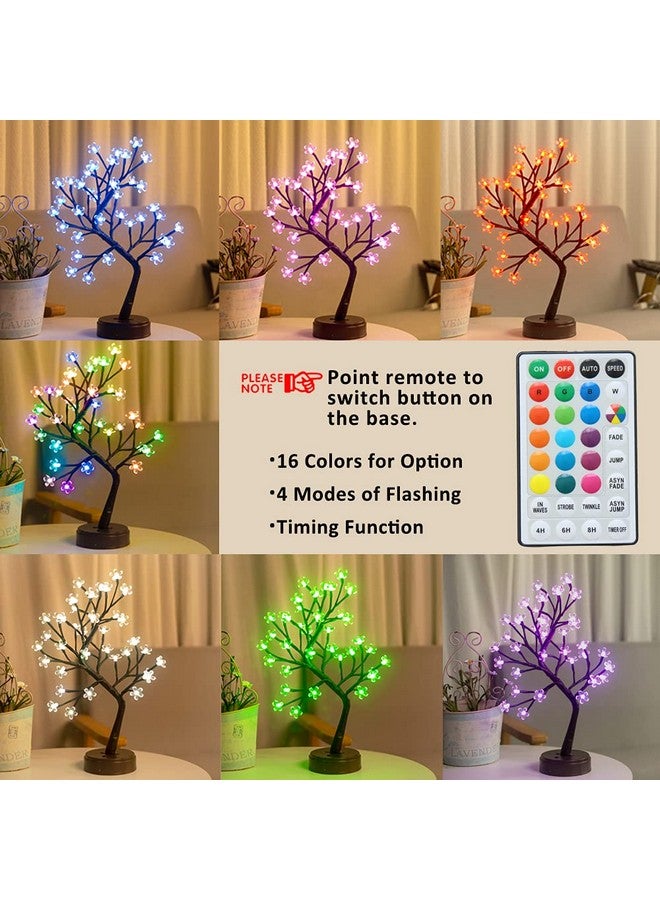 Pooqla Pooqla RGB Cherry Blossom Tree Light with Remote 16 Color-Changing LED Artificial Flower Bonsai Tree, Pink Table Top Lamp Home Lit Tree Valentine's Day Christmas Decoration 36 LED, Brown Branch  - Image 2