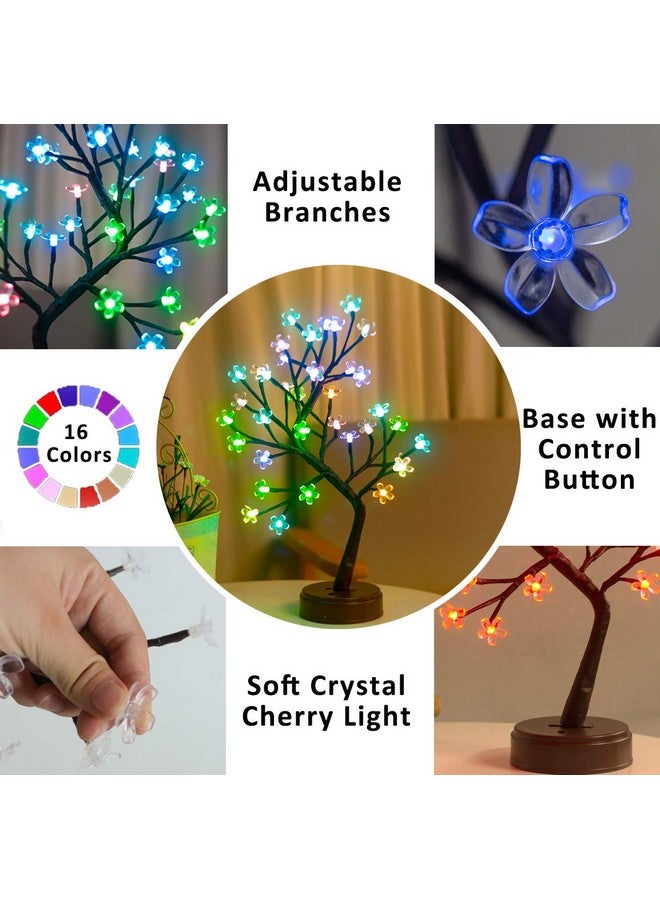 Pooqla Pooqla RGB Cherry Blossom Tree Light with Remote 16 Color-Changing LED Artificial Flower Bonsai Tree, Pink Table Top Lamp Home Lit Tree Valentine's Day Christmas Decoration 36 LED, Brown Branch  - Image 3