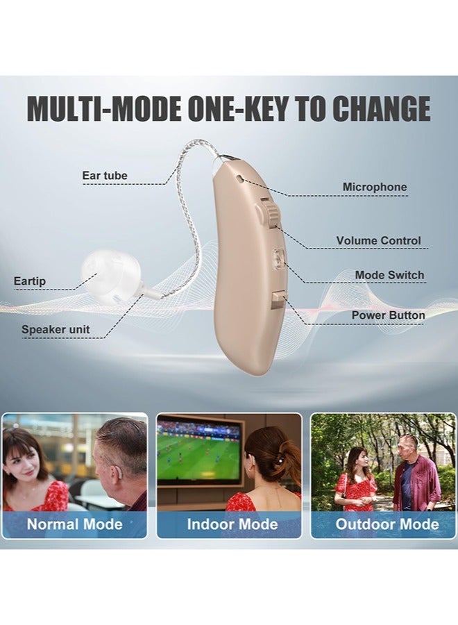 Jccgoo Rechargeable Hearing Aids for Seniors' Hearing Loss (Not Amplifier) - Latest 16-Channel Digital OTC Hearing Aid with Intelligent Noise Cancellation, 5-Day Long-Lasting Battery, Medical-Grade Materials, Comfortable  Anti-Slip for Secure Wearing, Beige - Image 4