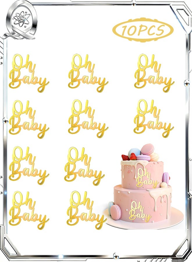 Quantum 10 PCS Cake Topper Decorations, Various Party Decor Supplies Gold Happy Birthday Cake Topper Set, for Girls Kids Baby Wedding - Image 1
