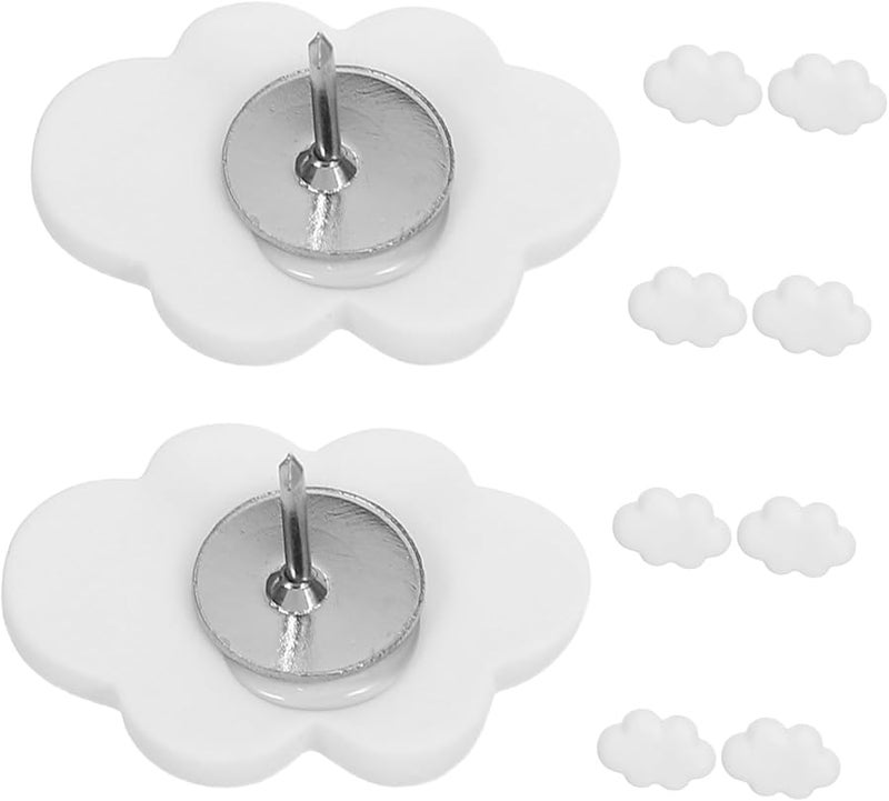 Tehaux 10 قطعة من دبابيس الإبهام الراتنجية البيضاء السحابية الزخرفية للوحة الإعلانات - Image 2