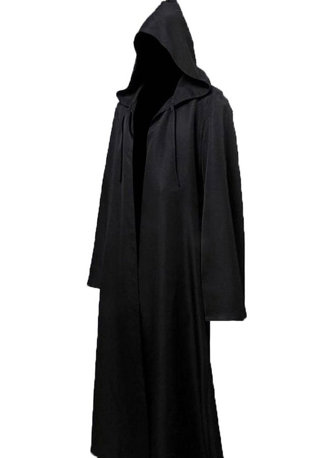Cosplaysky Men's Cosplay Cloak for Jedi Robe Costume Halloween Tunic Hooded Uniform (Black, XXXX-Large) - Image 2