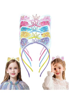 Cat Ears Headband, 10pcs Colorful Cat Ears Sequin Glitter Metal Kitty Lovely Hair Accessories for Daily Wearing and Party Decoration