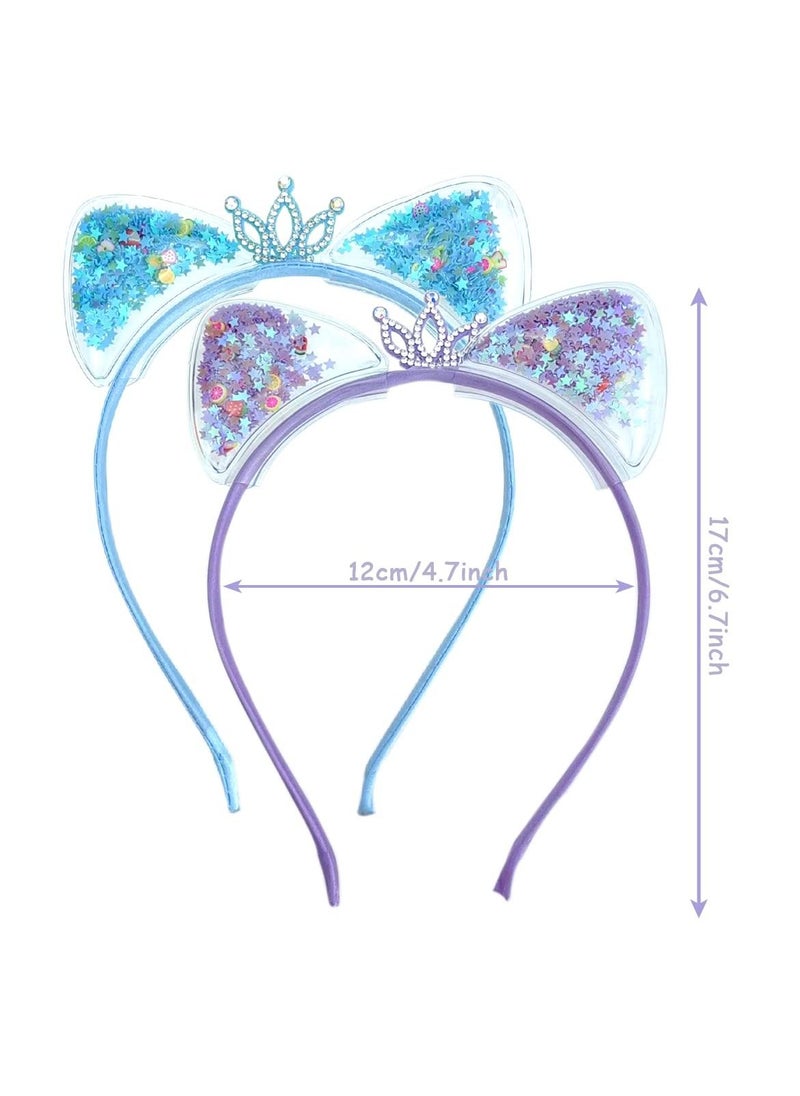 Excefore - Cat Ears Headband, 10pcs Colorful Cat Ears Sequin Glitter Metal Kitty Lovely Hair Accessories for Daily Wearing and Party Decoration - Image 1