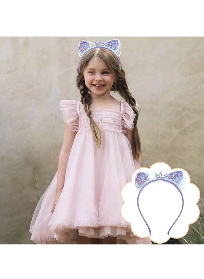 Excefore - Cat Ears Headband, 10pcs Colorful Cat Ears Sequin Glitter Metal Kitty Lovely Hair Accessories for Daily Wearing and Party Decoration - Image 1