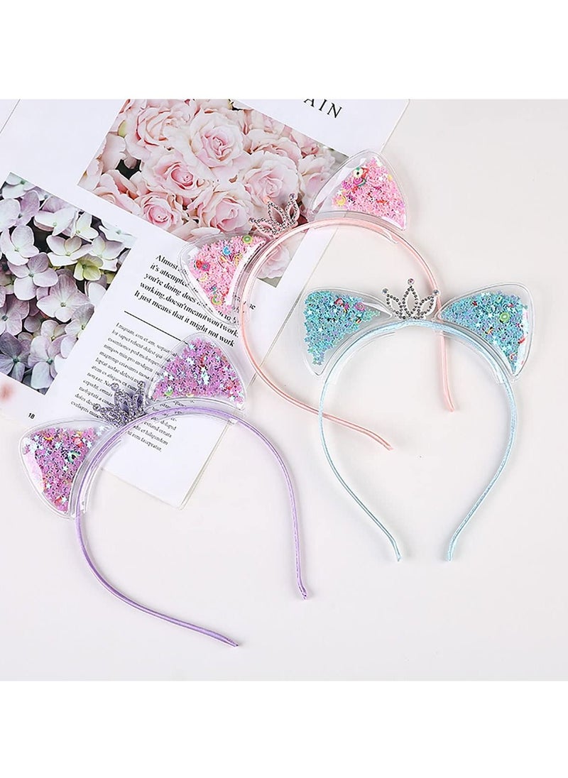 Excefore - Cat Ears Headband, 10pcs Colorful Cat Ears Sequin Glitter Metal Kitty Lovely Hair Accessories for Daily Wearing and Party Decoration - Image 1