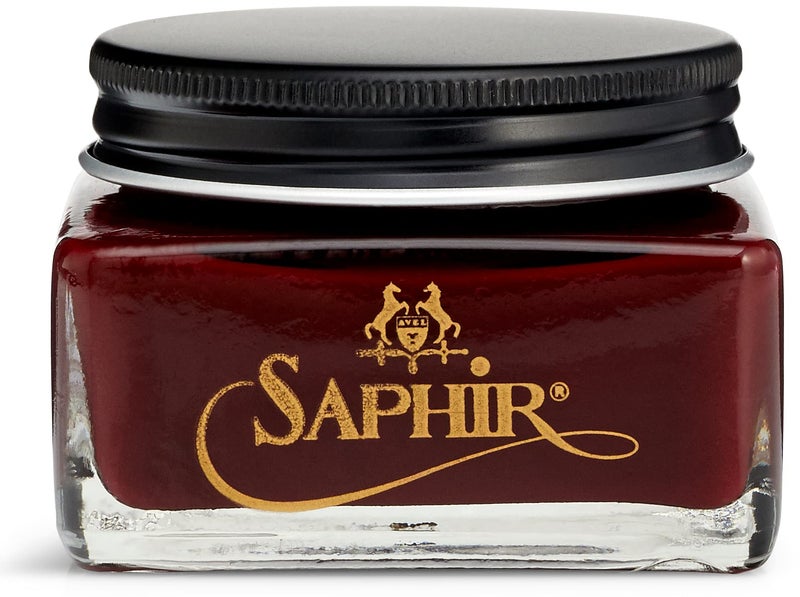 Saphir كريم بومادييه من سافير ميدال د'Or 75 مل – كريم طبيعي لتلميع الأحذية الجلدية، مرطب للجزمة، الحقائب – أحمر هيرميس - Image 1