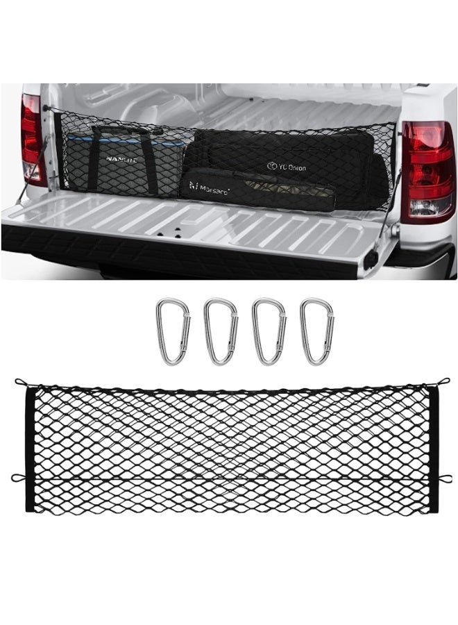 Bukela Pickup Truck Cargo Net Envelope Style Trunk Organizers and Storage Net with 4 Metal Hooks Suitable for Chevy Silverado 2013-2022 Suitable for Ford F150 2015-2022 GMC Sierra 2013-2022 Accessories - Image 1