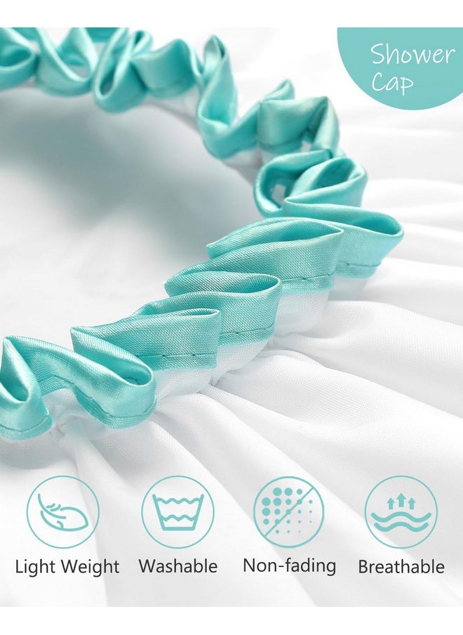 mikimini White Shower Cap For Long Hair 1 Pack 12 Inch Large Sizewaterproof Washable Hair Caps For Women And Girls Super Cute And Extra Large  - Image 4