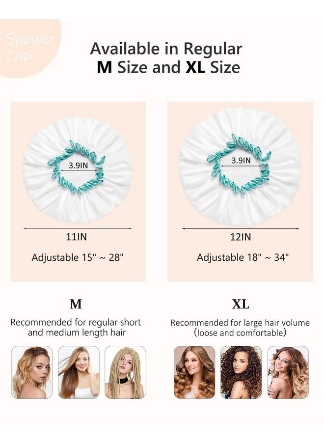 mikimini White Shower Cap For Long Hair 1 Pack 12 Inch Large Sizewaterproof Washable Hair Caps For Women And Girls Super Cute And Extra Large  - Image 3