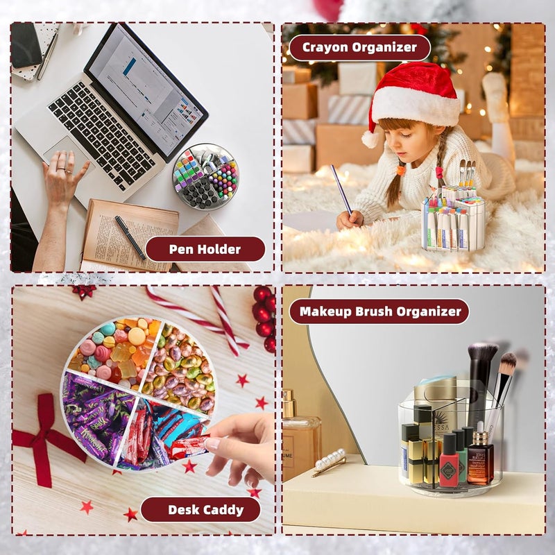 Absonic 2 Pack Pen Pencil Holder for Kids, Rotating Pen Holder for Desk Organizer, 4 Compartments Art Supply Marker Organizer and Storage, Kids Desk Organizer Marker Holder Caddy Art Supply Organizer for Desk - Image 5