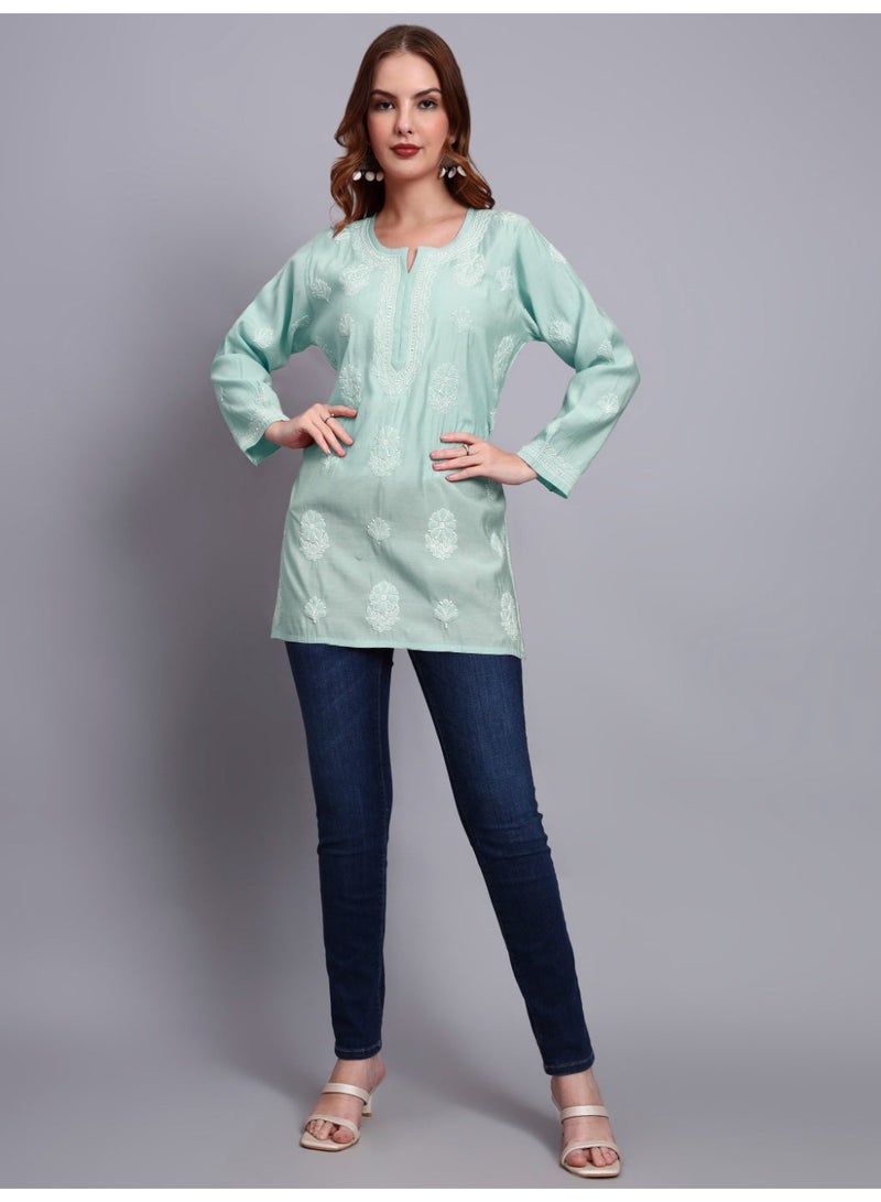 الايا كرتي شانديري مطرز يدويًا بشيكانكاري - Image 5