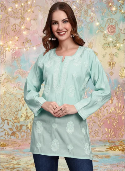 Alaya Hand Embroidered Chikankari Chanderi Kurti-AL4090