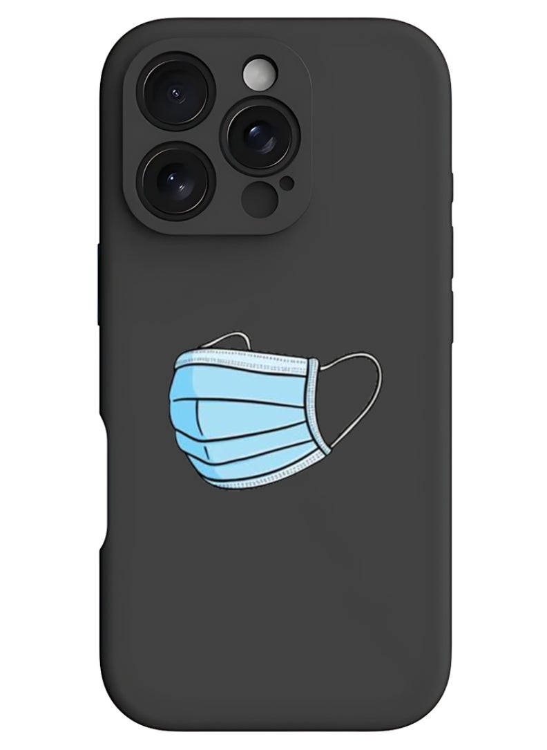Theodor iPhone 16 Pro Black Protective Slim Fit Case Liquid Silicone Cover with Full Body Protection Anti-Scratch Shockproof Case For iPhone - Mask  - Image 1