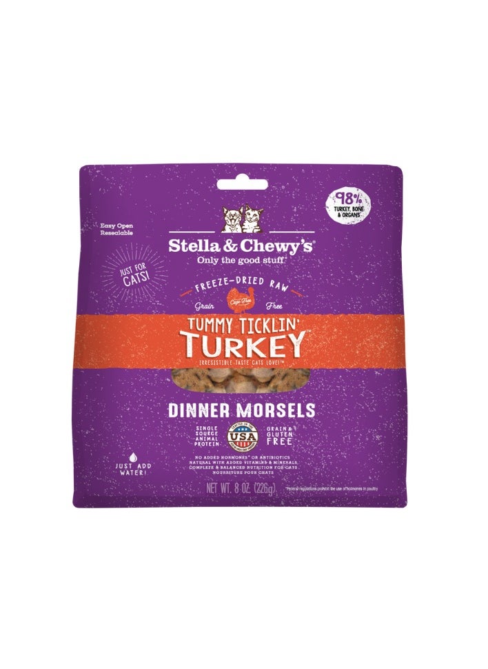 Stella & Chewys Stella & Chewys Cat FD Tummy Ticklin Turkey – 8 oz, Stella & Chewy cat food, best natural cat food; natural cat food, Stella & Chewy's freeze-dried cat food, Stella & Chewy's cat morsels, Freeze-dried raw cat morsels, premium cat food, best food for my cat  - Image 1