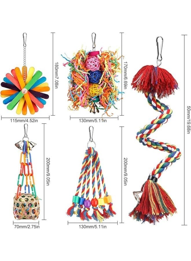 Sylqvxh 5 Pack Bird Toys Parakeet Toy Parrot Chewing Shredding Foraging Toys with Rope Perch Hanging Toy Bird Cage Accessories for Cockatiel Conure Budgies Lovebird - Image 2