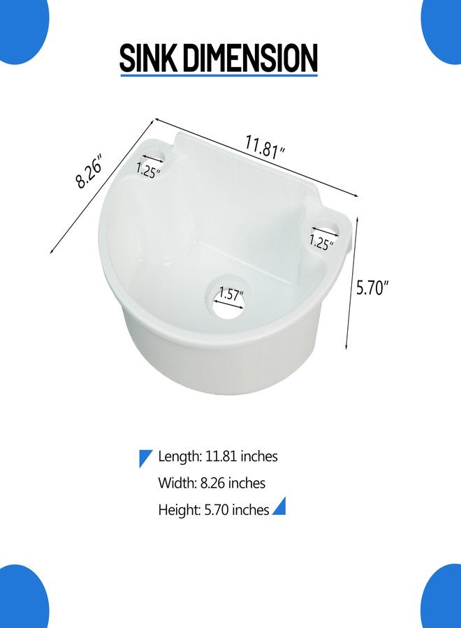 shawoo Small Bathroom Sink Wall Mount Bathroom Sink, No-Drill Installation Self-Adhesive Sink 11.8 x 8.2 Inch with 1.26 Inch Faucet Hole, Mini Plastic Sink for Home, Dorm, Garage - Image 5