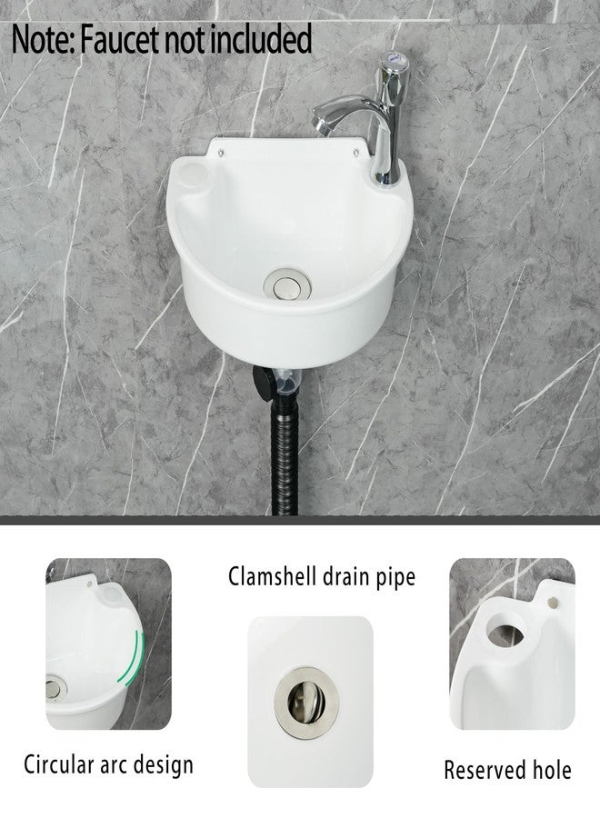 shawoo Small Bathroom Sink Wall Mount Bathroom Sink, No-Drill Installation Self-Adhesive Sink 11.8 x 8.2 Inch with 1.26 Inch Faucet Hole, Mini Plastic Sink for Home, Dorm, Garage - Image 4