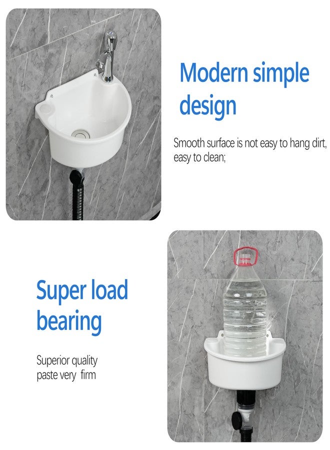 shawoo Small Bathroom Sink Wall Mount Bathroom Sink, No-Drill Installation Self-Adhesive Sink 11.8 x 8.2 Inch with 1.26 Inch Faucet Hole, Mini Plastic Sink for Home, Dorm, Garage - Image 3